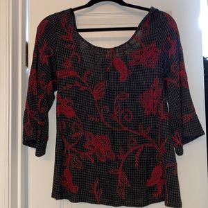 Lucky Brand embroidered boho top